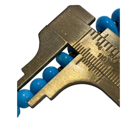 Vtg Lee Sands 18" necklace teal dyed magnesite disks detailed beads chain - Picture 8 of 13